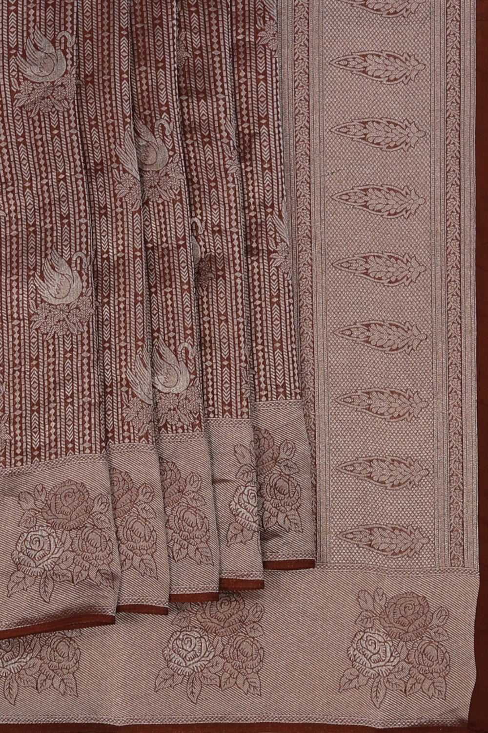 Image of Brown Shimmering Floral Saree